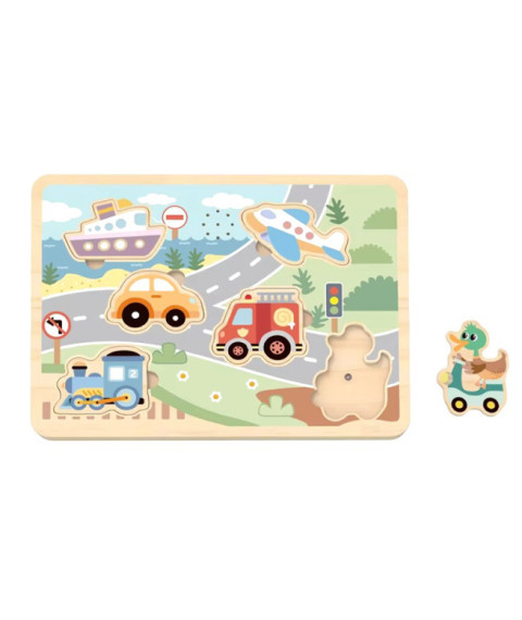 TK Puzzle din lemn Transport cu Sunet, 60662
